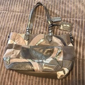 Grey patchwork Coach purse